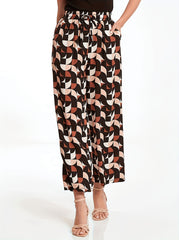 Women's Plus Geometric Print High Rise Wide Leg Trousers With Pockets