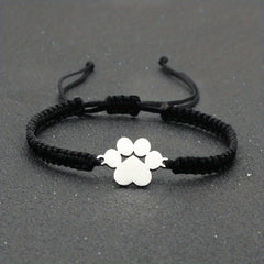 Adjustable Stainless Steel Dog Paw Bracelet for Men
