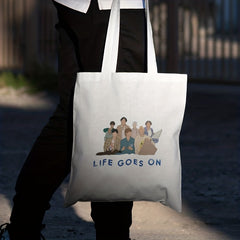 Life Goes On Pattern Canvas Tote Lightweight Shopping Tote
