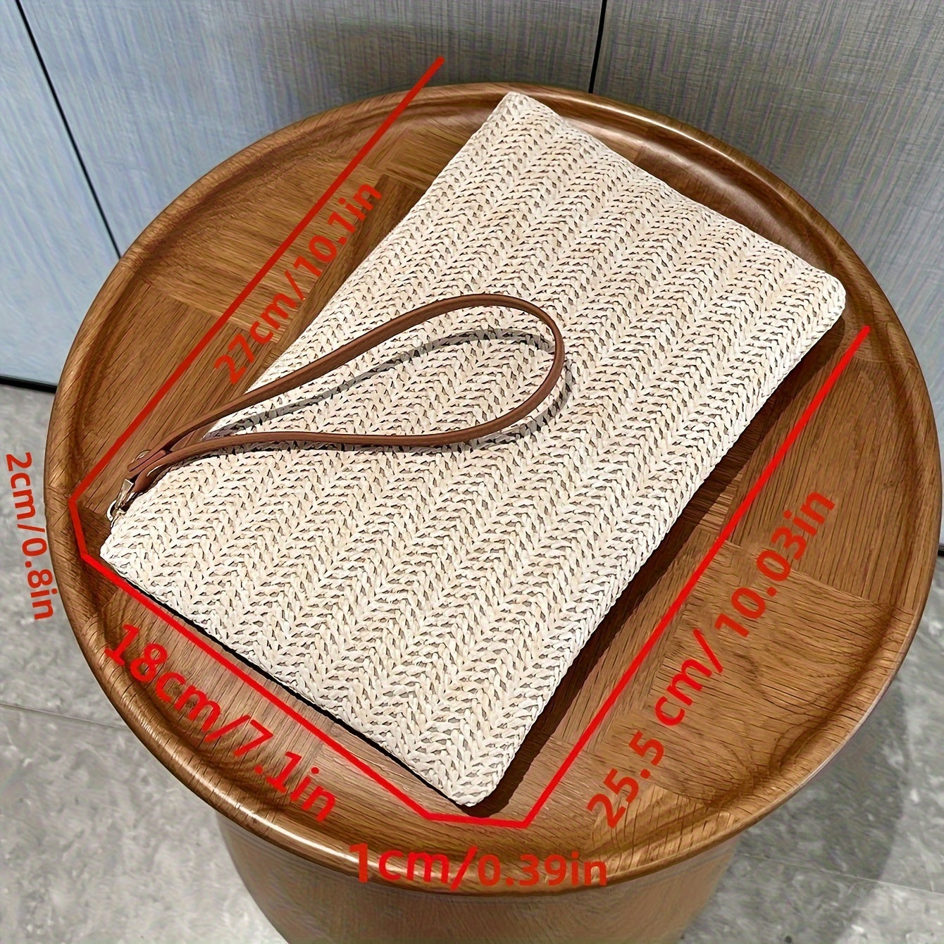 Straw Woven Clutch Bag Braided Waist Purse Zipper Handbags