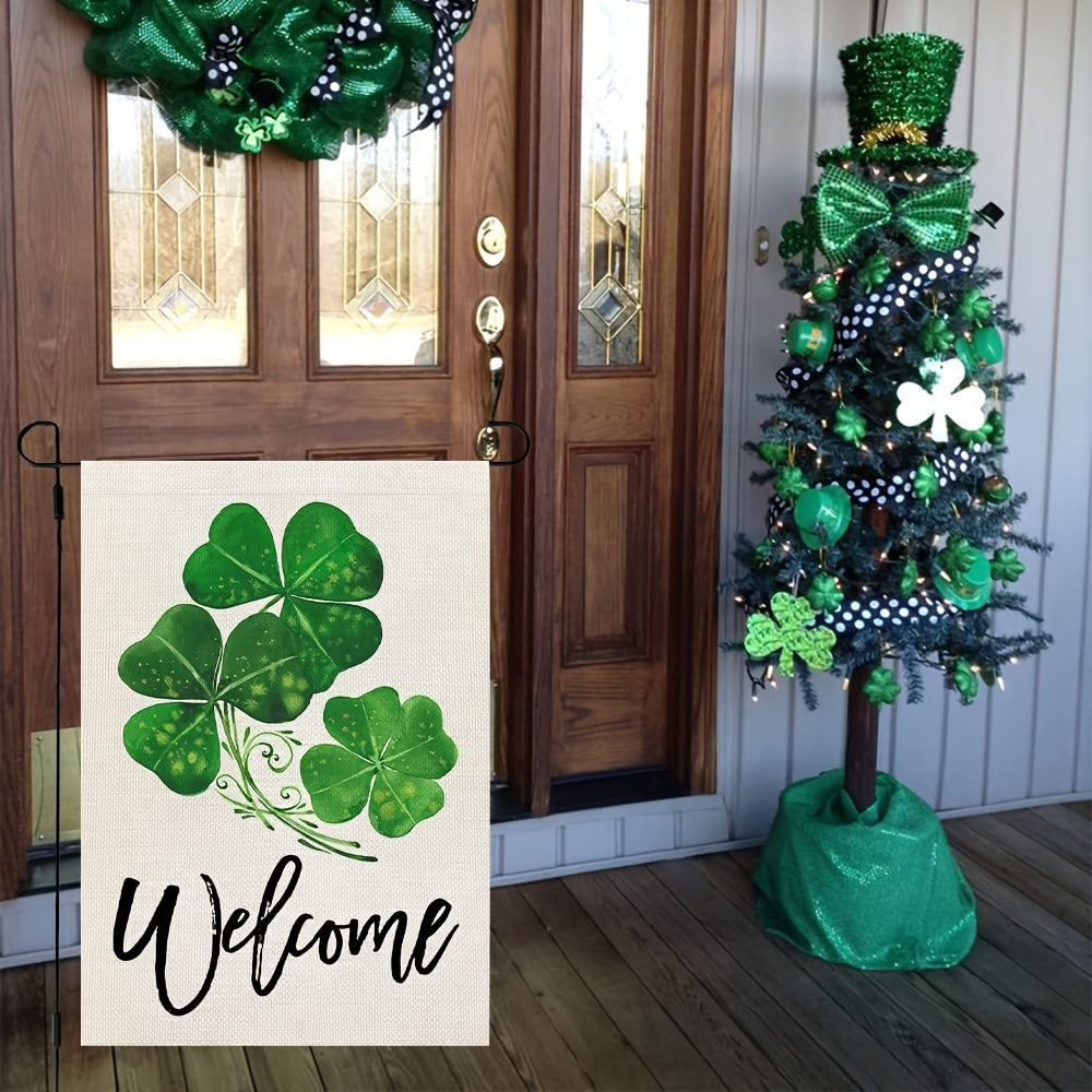 St Patrick's Garden Flag 30 48x45 72 Cm Double Sided Green Shamrocks Clovers