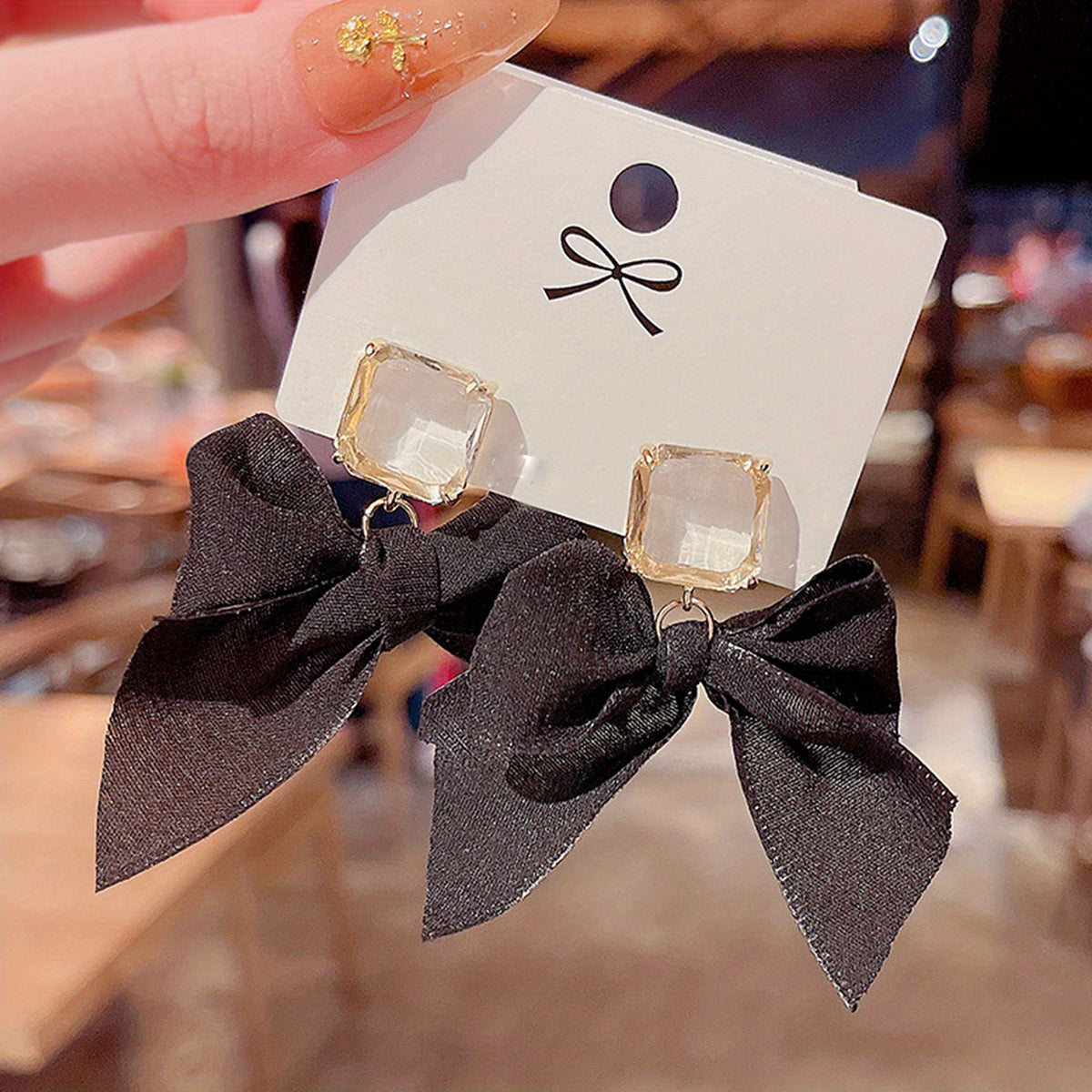 Bow Knot Zircon Stud Earrings Vintage Style Jewelry