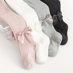 Girls Bow Decor Solid Pantyhose for Spring/Autumn