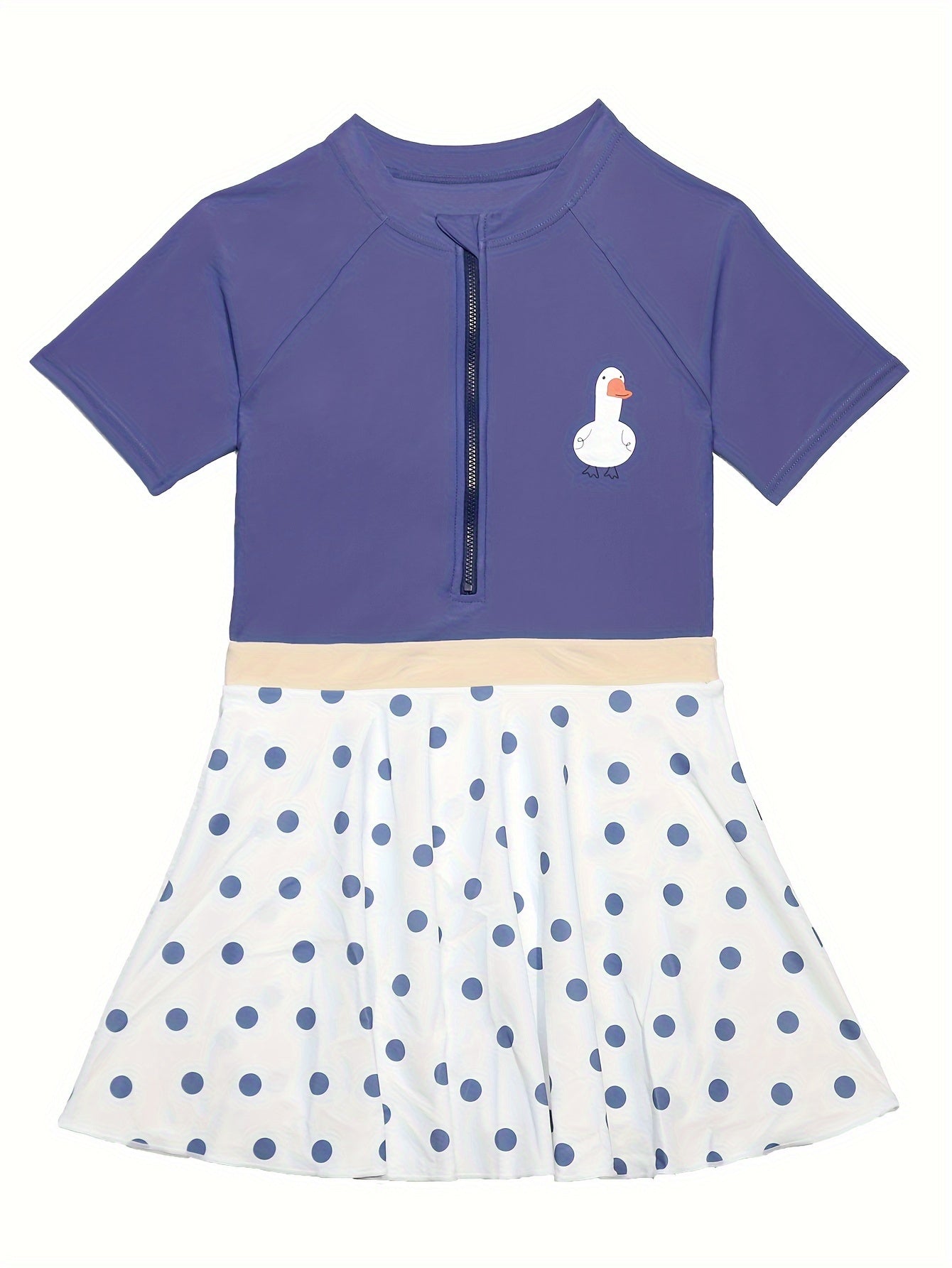 Sweet Girls Polka Dot Print Short Sleeve Swimsuit Beach Gift