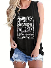 Letter Print Sleeveless Tank Top Casual Loose Tank Top
