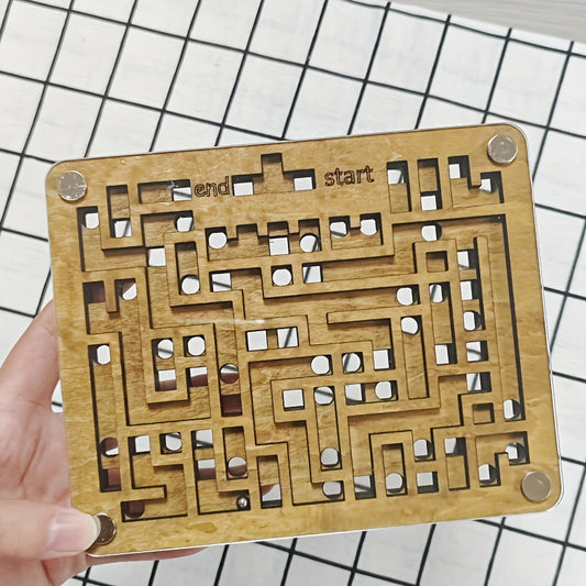 Wooden Double Sided Ball Maze Brain Teaser Toy
