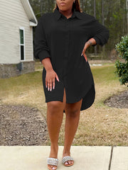  Button Up Long Sleeve Shirt Dress