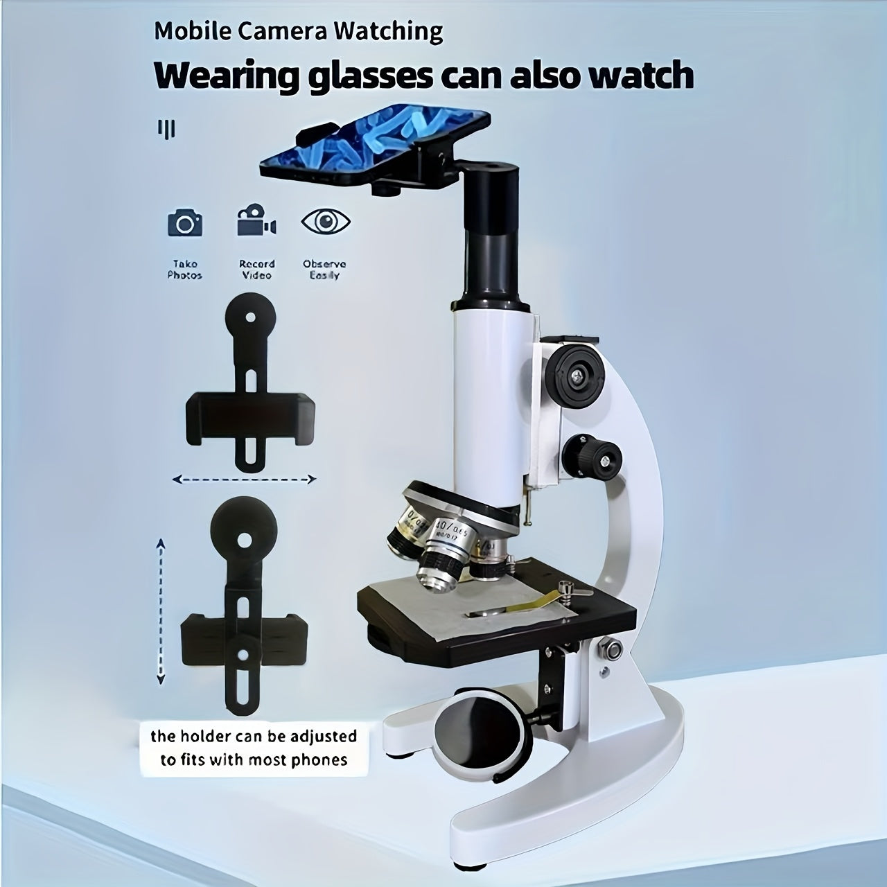 40X 640X Portable Microscope Hand Wheel Aluminum Alloy Observation Kit