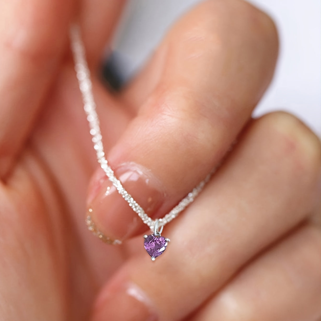 Heart Shape Pendant Necklace Sparkly Chain Sweet Neck Jewelry