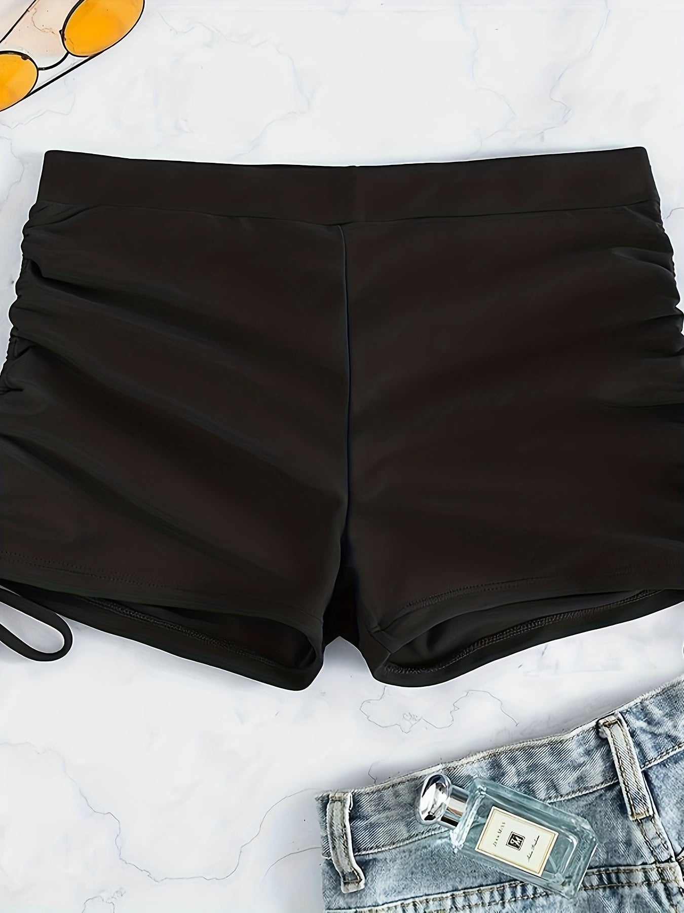 High Waist Solid Swimsuit Boxer Shorts