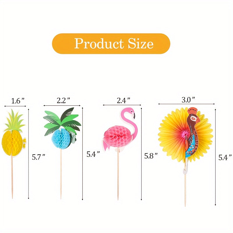 40pcs Tropical Themed Bamboo Cocktail Picks for Summer Beach Birthday Party