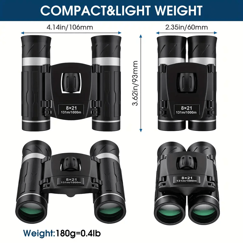 8x21 HD High Power Portable Binoculars for Adults Small Mini Folding Binoculars