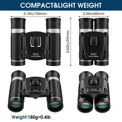 8x21 HD High Power Portable Binoculars for Adults Small Mini Folding Binoculars