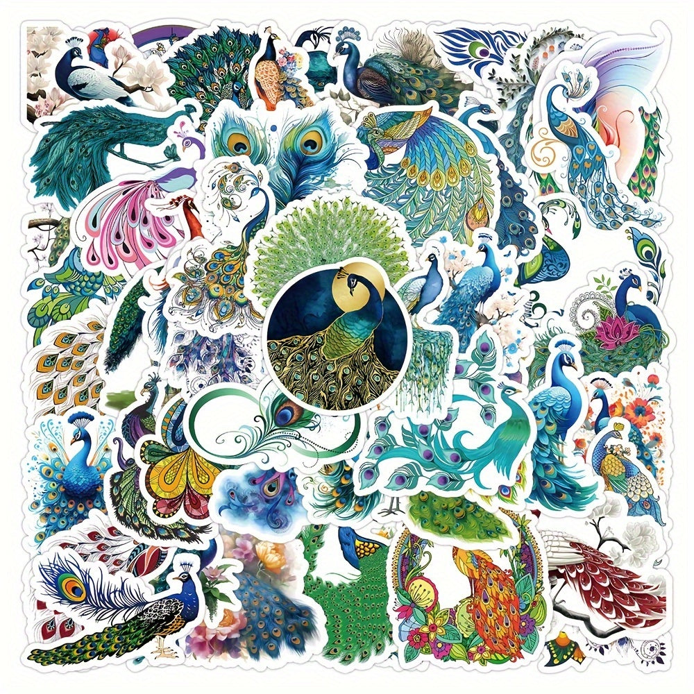 50pcs Cartoon Peacock Graffiti Stickers Laptop Helmet Skateboard Waterproof DIY