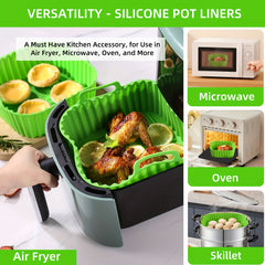 5pcs Silicone Air Fryer Liner 19cm Square BPA-Free Reusable Baking Tray