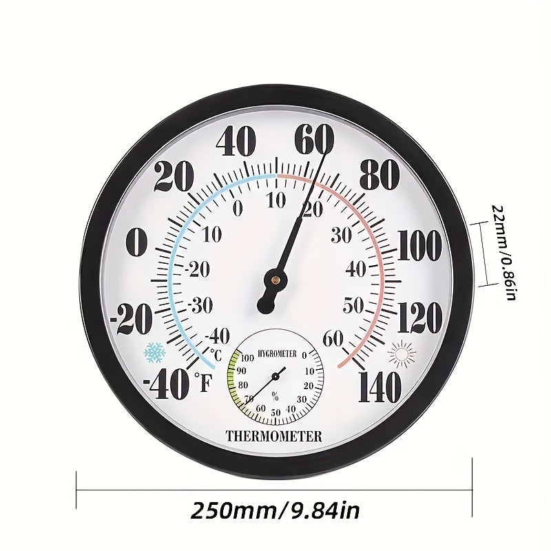 Wall Mounted Indoor Thermometer Hygrometer No Batteries