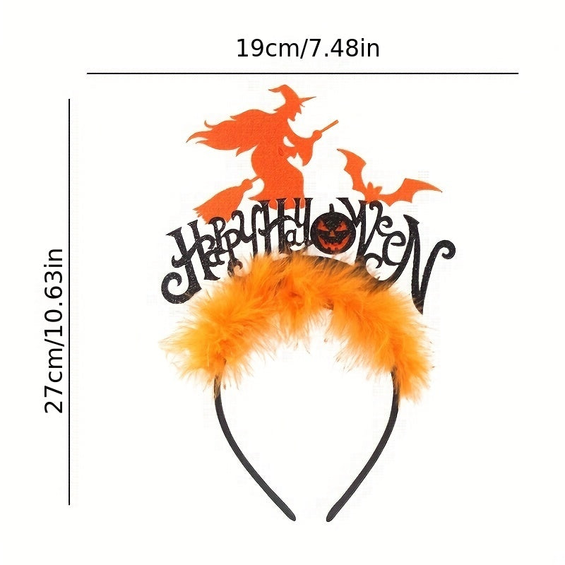 Halloween Headband Hello Halloween Letter Decor Head Hoop Witch Bat Hair Band