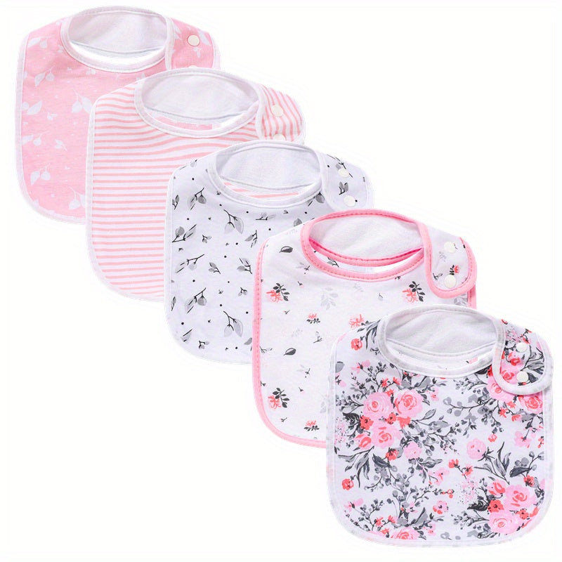5pcs Waterproof Baby Cotton Bibs for Drooling Teething
