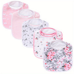 5pcs Waterproof Baby Cotton Bibs for Drooling Teething
