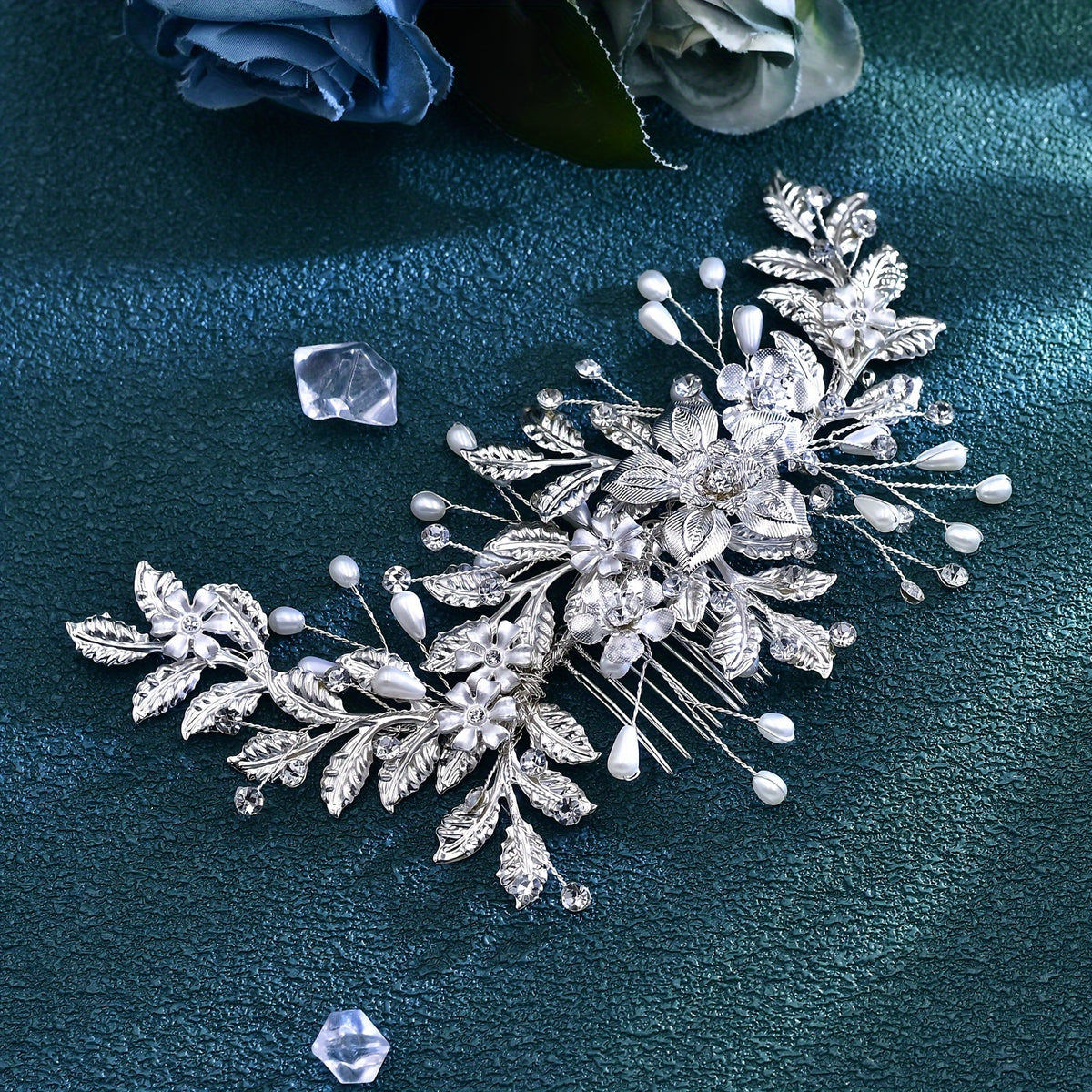 Bridal Flower-Shaped Hair Comb for Weddings