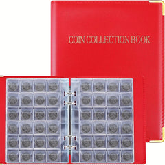 480 Grids Leather Binder Coin Collection Book Large Capacity Coin Storage