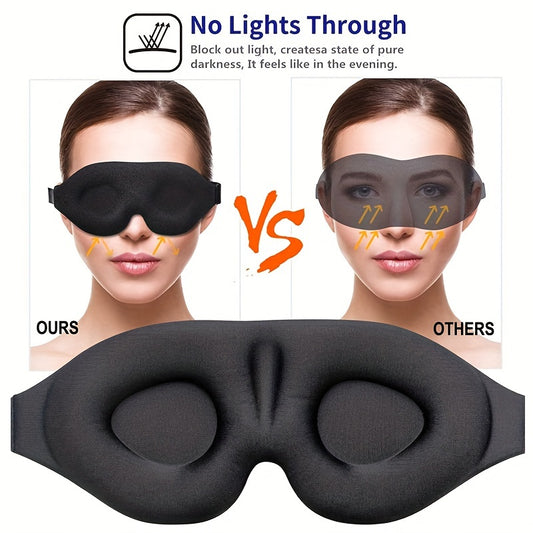 Soft Blackout Sleeping Eye Mask 3D Contoured Blindfold Adjustable Strap