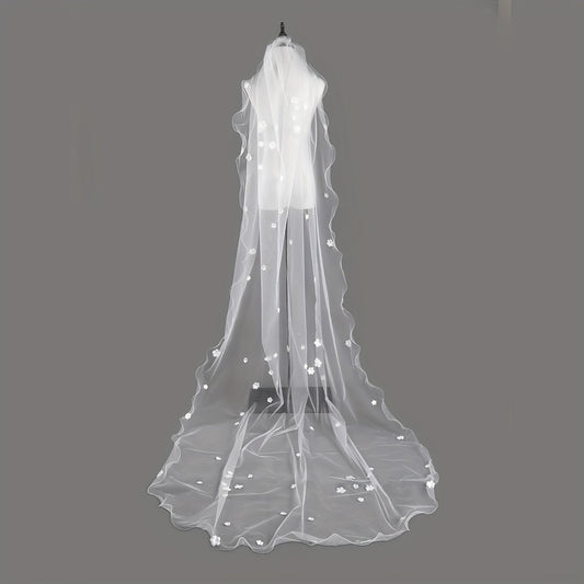 Baroque Wedding Veil With Comb Bride Cathedral Veil 1 Tier Long Veil
