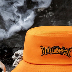 Halloween Pumpkin Print Bucket Hat Unisex Orange Sunscreen Basin Hat
