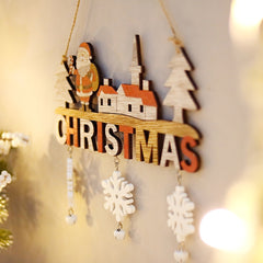 Festive Santa Village Wooden Hanging Decoration