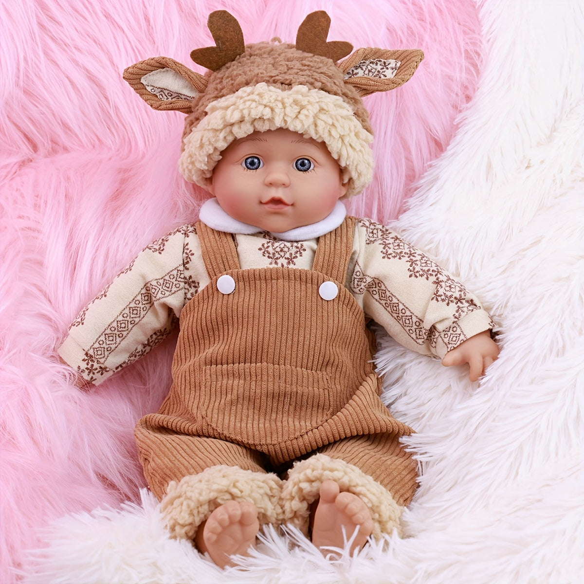 FUBCGS 16 Reborn Doll with Deer Hat & Sweater - Festive Gift Item