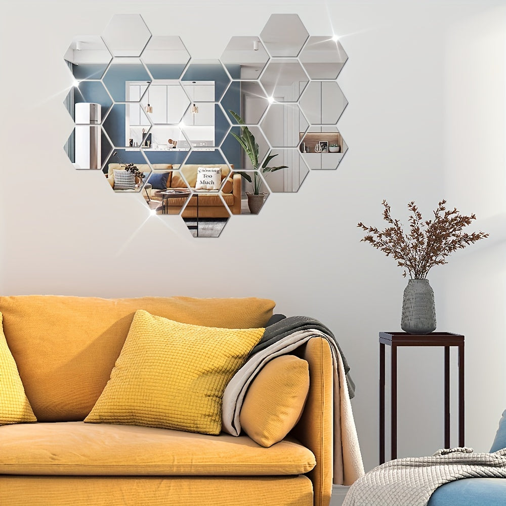 Hexagon 3D Mirror Wall Stickers 4 PCS