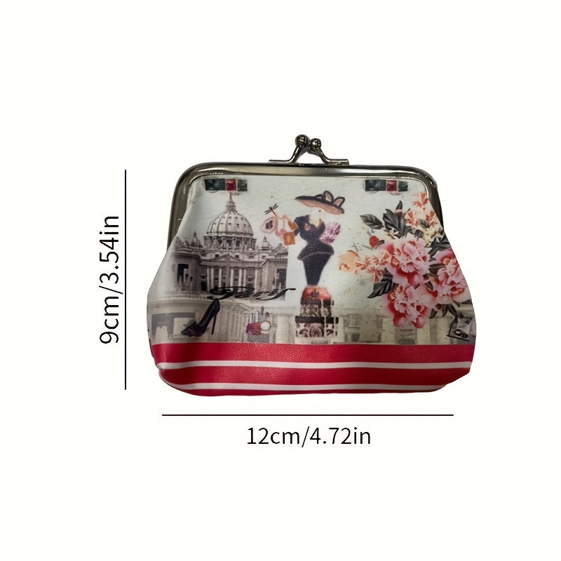 Vintage Floral Coin Purse Clutch Bag Kiss lock Closure Wallets For Women