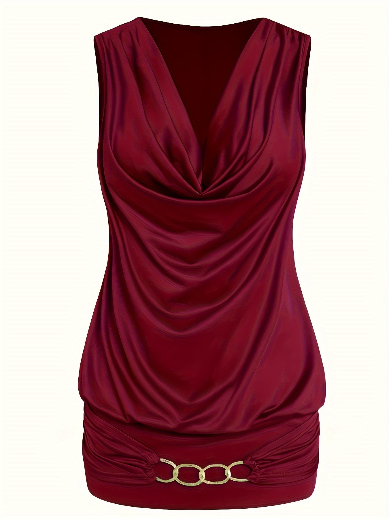  Chain Decor Tank Top & Side Tie Wide Leg Pants Set