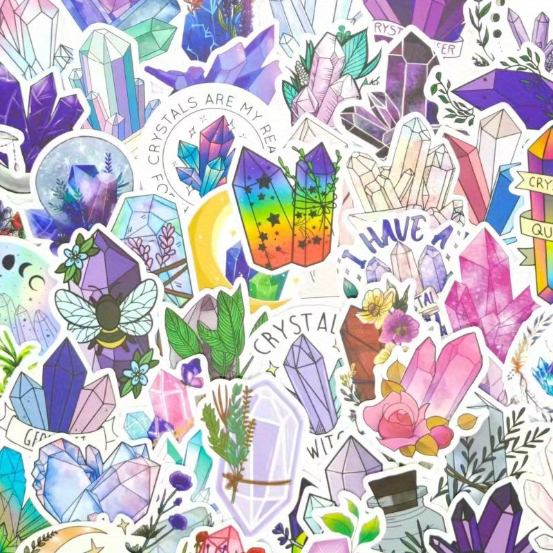 50 Pcs Boho Style Crystal Stickers Set Gem Vinyl Waterproof Decals