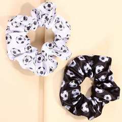 2pcs Soccer Charm Scrunchie Silk Hair Tie Ponytail Holder