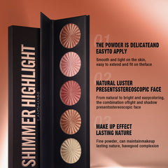 LANGMANNI 5 Colors High Light Contour Palette for Natural Bright Makeup
