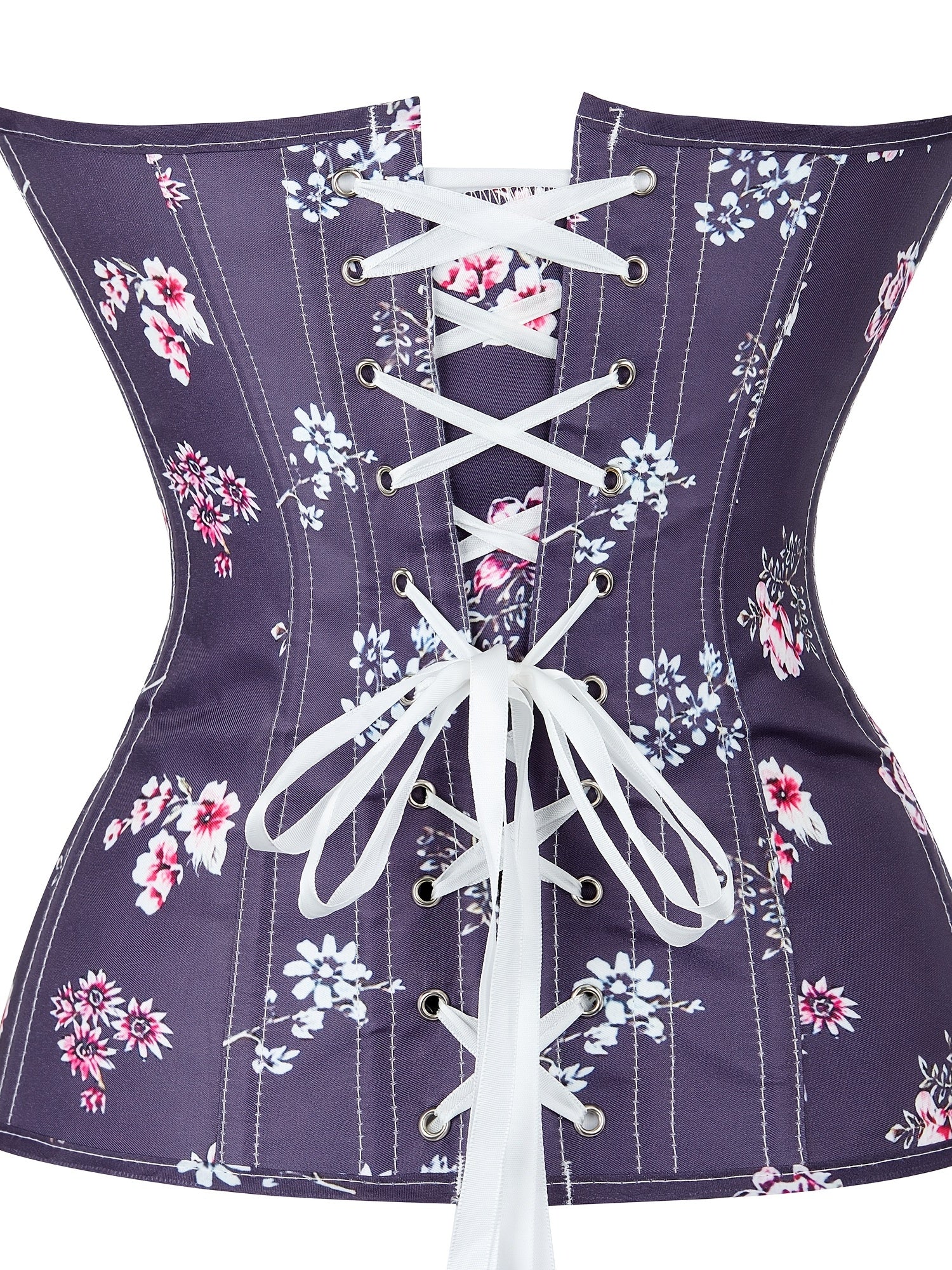 Floral Print Corset Tummy Control Lace Up Body Shaper Women's Lingerie