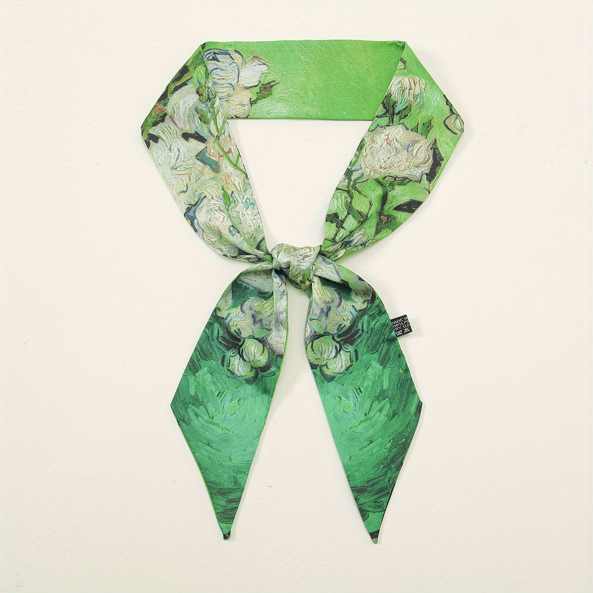Skinny Scarf Oil Painting Print Long Ribbon Neckerchief Women Casual Necktie
