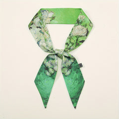 Skinny Scarf Oil Painting Print Long Ribbon Neckerchief Women Casual Necktie