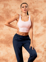 Shockproof Ribbed Yoga Camisole Tops Sports Bra With Breast Pad
