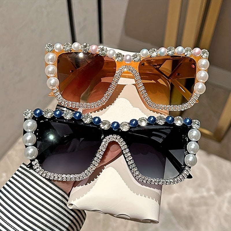 Glitter Rhinestone Cat Eye Sunglasses UV400 Summer Party Glasses