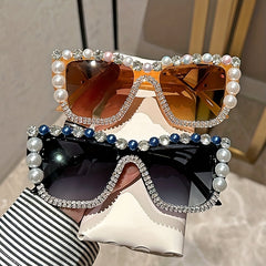 Glitter Rhinestone Cat Eye Sunglasses UV400 Summer Party Glasses