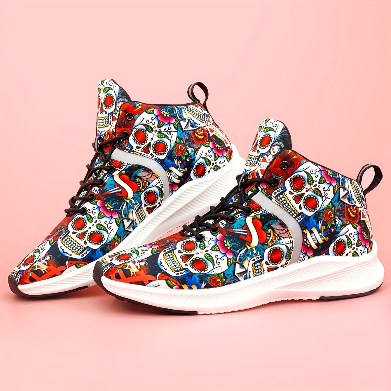 Skull Print Lightweight Running Shoes Non Slip Outdoor Sneakers