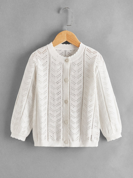 Girls Hollow Out Long Sleeve Knit Cardigan Sweater