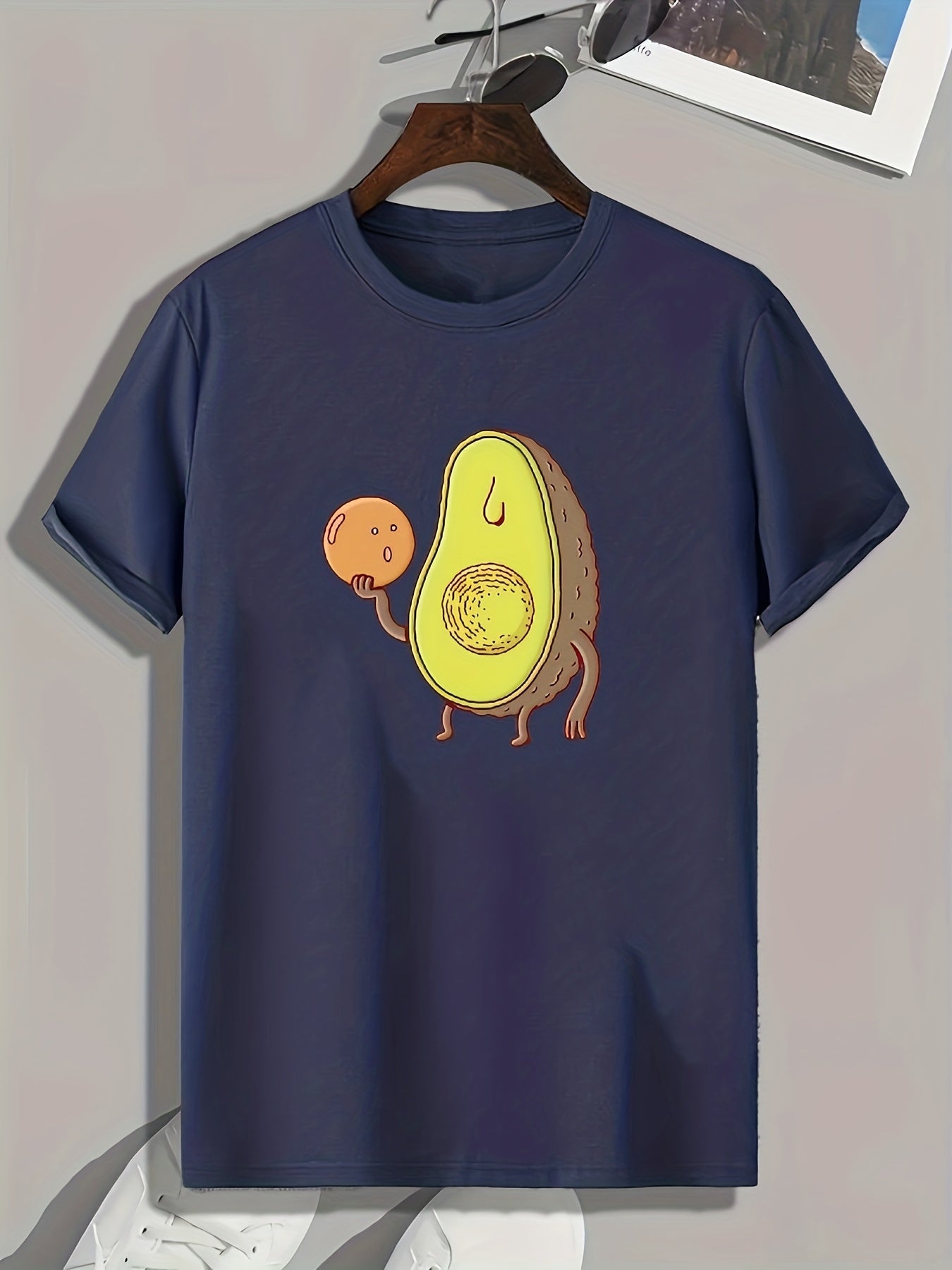 Avocado Pattern Print Men's Comfy Sports T-shirt Outdoor Clothes