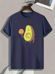 Avocado Pattern Print Men's Comfy Sports T-shirt Outdoor Clothes