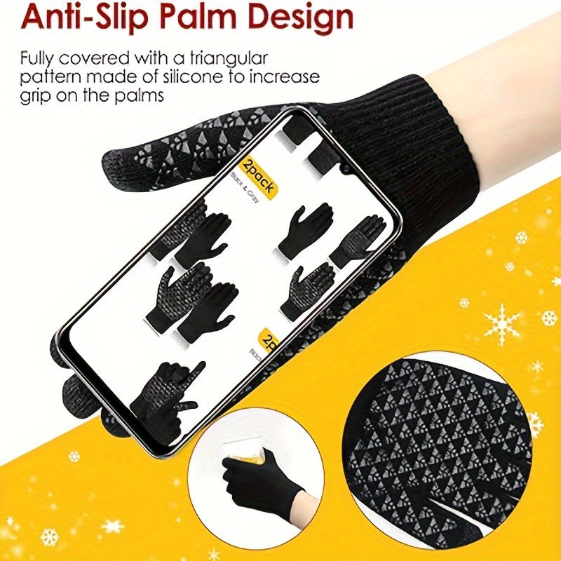 Touchscreen Winter Gloves Men Women Warm Anti Slip Knit Lining