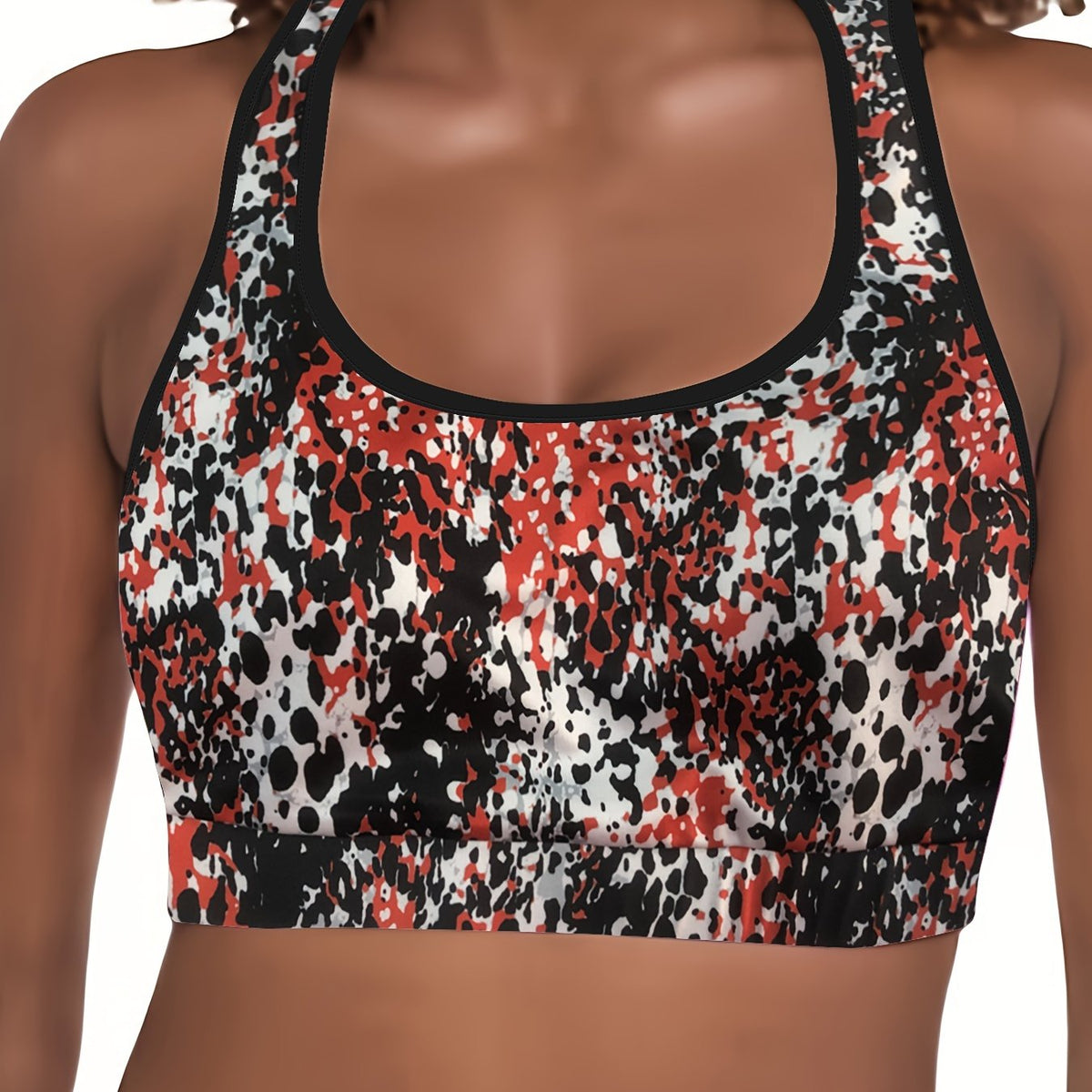  Sports Bra Women's Plus Splash Print Racer Back Breathable