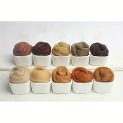 10 Colors Brown Animal Series Wool Roving for Needle Wool Felt DIY