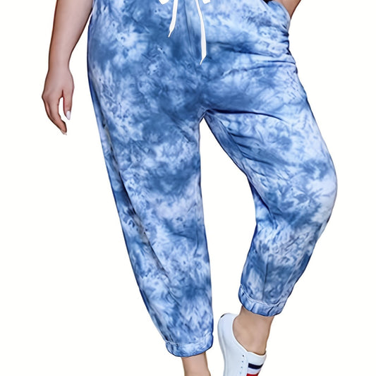  Tie Dye Tapered Leg Sports Pants with Pockets